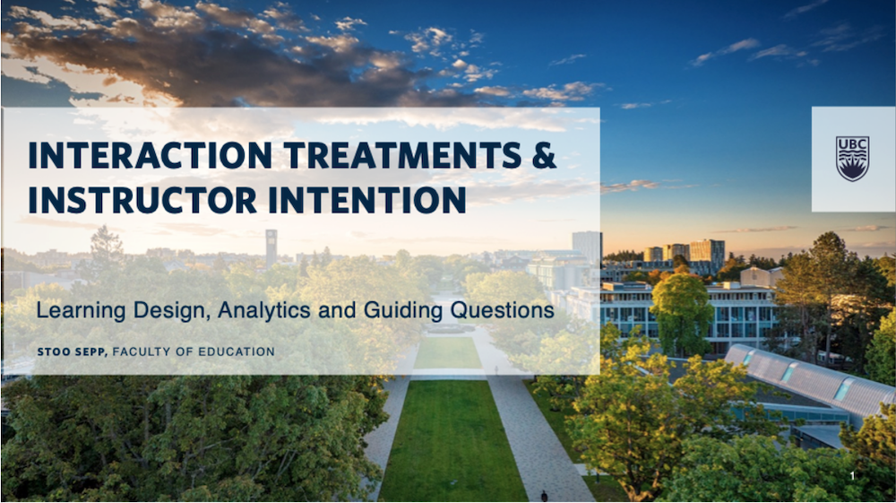 Interaction Treatments and Instructor Intention: Towards model for the application of Learning Analytics in practice (Mar 2020)